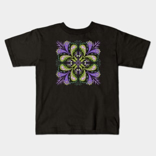 Colorful Purple Paisley Floral Design Kids T-Shirt